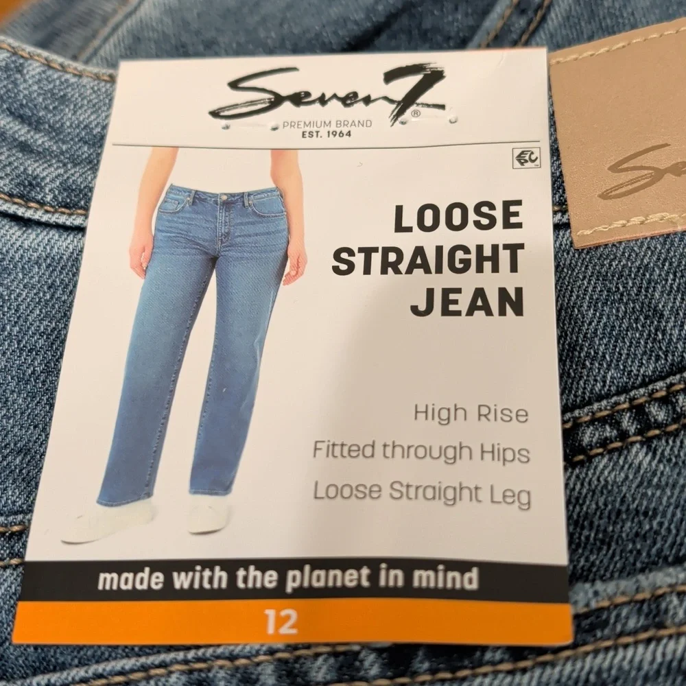 Seven7 Women's Loose Straight High Rise Jean Multiple Sizes